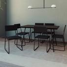 Mesa Jantar Paraty 150cm Tampo Preto com Cadeiras 6 Cadeiras Angra Estofadas Pretas Mesa Jantar Paraty 150cm Tampo Preto com Cadeiras 6 Cadeiras Angra Estofadas Pretas