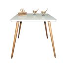 Mesa Jantar Pés Palitos Tampo Quadrado Vidro Laqueado 70cm Branco