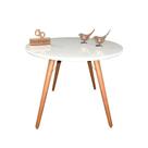 Mesa Jantar Pés Palitos Tampo Redondo Vidro Laqueado 100cm Branco