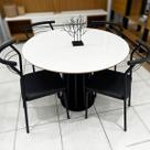 Mesa Jantar Redonda 105cm MDF com 4 Cadeiras Estrutura Aço