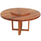 Mesa Jantar Redonda 120cm Madeira Maciça Natural com Prato Giratório
