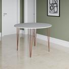 Mesa Jantar Redonda Branca Hairpin 90cm Elen Base Cobre Mesa Jantar Redonda Branca Hairpin 90cm Elen Base Cobre