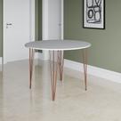 Mesa Jantar Redonda Branca Hairpin 90cm Elen Base Cobre Mesa Jantar Redonda Branca Hairpin 90cm Elen Base Cobre