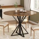 Mesa Jantar Redonda Dobrável,Mesa de Cozinha Resistente,Mesa Lateral, Fácil de Guardar e Montar, Ideal para Jantares em Família, Sala de Estar,Marrom