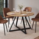Mesa Jantar Redonda Industrial 4 Lugares 110cm c/ Pés em Aço