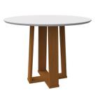 Mesa Jantar Redonda Isabela com Tampo Vidro e Base Madeira Mesa Jantar Redonda Isabela com Tampo Vidro e Base Madeira