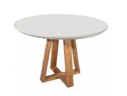 Mesa Jantar Redonda Laqueada 90cm Tampo Mdf Vidro Off White **SOMENTE A MESA**