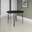 Mesa Jantar Redonda Preta Hairpin 110cm Elen Base Ferro Preto Mesa Jantar Redonda Preta Hairpin 110cm Elen Base Ferro Preto