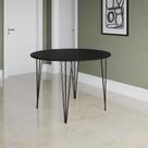 Mesa Jantar Redonda Preta Hairpin 90cm Elen Base Ferro Preto