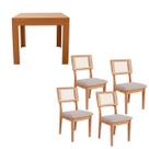 Mesa Jantar Retangular Extensível e 4 Cadeiras Estofadas MDF