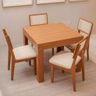 Mesa Jantar Retangular Extensível e 4 Cadeiras Estofadas MDF Mesa Jantar Retangular Extensível e 4 Cadeiras Estofadas MDF