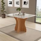 Mesa Jantar Retangular Luxo 120X80 Tampo Off Com Vidro Pé Mdf