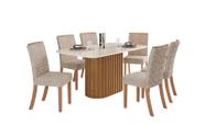 Mesa Jantar Solana 160 6 Cadeiras Esther Creme - Henn