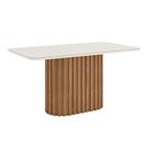 Mesa Jantar Solana 160 Canto Arredon Vidro Nature/Off White