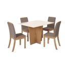 Mesa Jantar Vértice 120 4 Cadeiras Isa Bege - Henn Mesa Jantar Vértice 120 4 Cadeiras Isa Bege - Henn