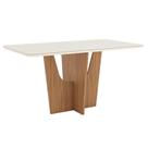 Mesa Jantar Vértice 160 Canto Arredon Vidro Nature/Off White