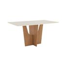 Mesa Jantar Vértice 180 Canto Arredon Vidro Nature/Off White