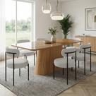 Mesa Jantar Vidro 160cm Nature kit 6 Cadeiras Aço Preto Bouclê H02 - D Rossi Mesa Jantar Vidro 160cm Nature kit 6 Cadeiras Aço Preto Bouclê H02 - D Rossi
