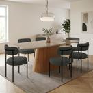 Mesa Jantar Vidro 160cm Off kit 6 Cadeiras Aço Preto Boucle Ted H02 - D Rossi