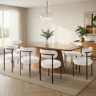 Mesa Jantar Vidro 200cm kit 8 Cadeiras Aço Preto Boucle H02 - D Rossi