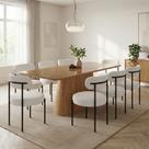 Mesa Jantar Vidro 200cm kit 8 Cadeiras Base Aço Preto Boucle Ted H02 - D Rossi