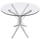 Mesa Jantar Vidro 70cm Base 4 Apoio Ana Metal Aço