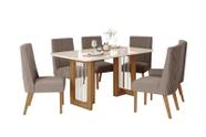 Mesa Jantar Yara 160 6 Cadeiras Eloa Amendoa - Henn
