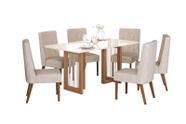 Mesa Jantar Yara 160 6 Cadeiras Eloa Linho - Henn Mesa Jantar Yara 160 6 Cadeiras Eloa Linho - Henn
