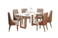 Mesa Jantar Yara 160 6 Cadeiras Ivy Caramelo Creme - Henn