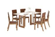 Mesa Jantar Yara 160 6 Cadeiras Milla Plus Caramelo - Henn Mesa Jantar Yara 160 6 Cadeiras Milla Plus Caramelo - Henn