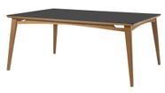 Mesa Jully Retangular Tampo Vidro Preto Base Madeira Amêndoa 160cm - 69466 Mesa Jully Retangular Tampo Vidro Preto Base Madeira Amêndoa 160cm - 69466