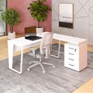 Mesa L 150cm Pé Metal Gaveteiro 4 Gavetas e Chave F5 Office Mesa L 150cm Pé Metal Gaveteiro 4 Gavetas e Chave F5 Office