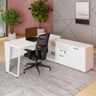 Mesa L Escritório 150cm com Armário Lateral Pé Metal F5 Mesa L Escritório 150cm com Armário Lateral Pé Metal F5