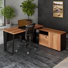 Mesa L Escritório 150cm com Armário Lateral Pé Metal F5
