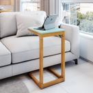 Mesa Lateral 40cm MDF com Pés de Madeira Maciça Bento Yescasa Verde Sálvia/Amêndoa Mesa Lateral 40cm MDF com Pés de Madeira Maciça Bento Yescasa Verde Sálvia/Amêndoa