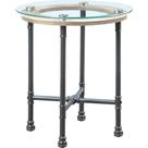 Mesa lateral Acme Brantley redonda con tapa de vidrio y estructura metálica estilo tubo Mesa lateral Acme Brantley redonda con tapa de vidrio y estructura metálica estilo tubo
