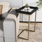Mesa Lateral Apoio Sofá Com Espelho 4774 - PRETO/DOUR