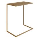 Mesa Lateral Apoio Sofá p/ Notebook Artesano 58 cm (Larg) MDP Hanover (Mel) Base Aço Carbono Dourado