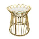 Mesa Lateral Bambu Borda Circulos Decorativa Tampo Vidro