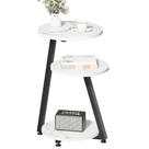 Mesa lateral BEWISHOME redonda de mármore com prateleiras de 3 camadas pretas