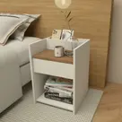 Mesa Lateral Cama Branca Madeira Retrô C Gaveta Divisória