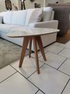 Mesa Lateral Canto em formato Orgânico Freijó Offwhite