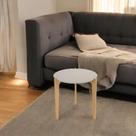 Mesa Lateral Caribe 60cm Suporte Decoração e Utilidades - Off White Perolizado/Freijo