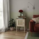 Mesa Lateral de Apoio 100% MDF com Porta em Palinha Charlotte Bege Pinho/Off White