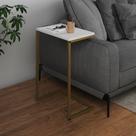Mesa Lateral de Apoio Industrial Sofá Charmme Ferro Dourado e Tampo Branco