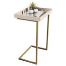 Mesa Lateral de Apoio JB 4774 com Espelho me pé de Aço - Perola/Dourado