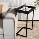 Mesa Lateral de Apoio JB 4774 com Espelho me pé de Aço - Preto/Preto
