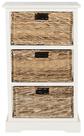 Mesa lateral de armazenamento SAFAVIEH Halle Vintage White com 3 gavetas