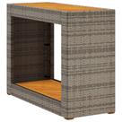Mesa lateral de pátio vidaXL com tampo de madeira Poly Rattan Grey
