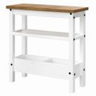 Mesa Lateral em Madeira Maciça Branco Lavado